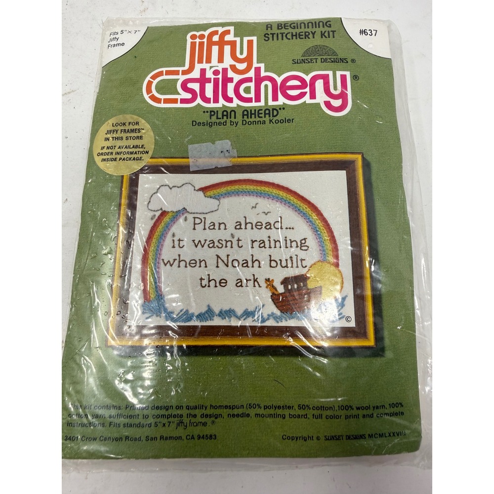 Vintage Sunset Designs Jiffy Stitchery Kit Plan Ahead Noahs Ark Donna Kooler 637